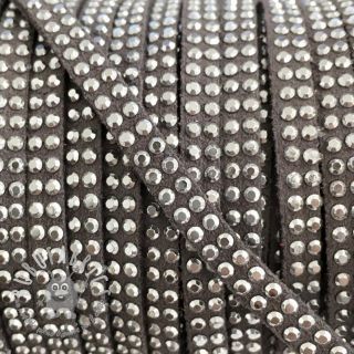 Cordoncino in tessuto scamosciato con pietre grey