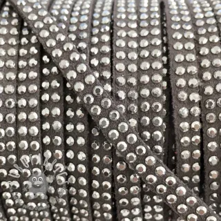 Cordoncino in tessuto scamosciato con pietre grey