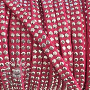 Cordoncino in tessuto scamosciato con pietre fuchsia