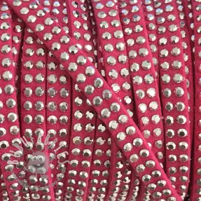 Cordoncino in tessuto scamosciato con pietre fuchsia