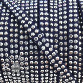 Cordoncino in tessuto scamosciato con pietre dark blue