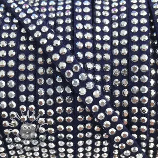Cordoncino in tessuto scamosciato con pietre dark blue