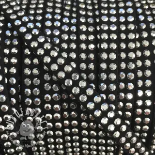 Cordoncino in tessuto scamosciato con pietre black