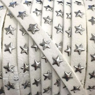 Cordoncino in tessuto scamosciato con stelle white