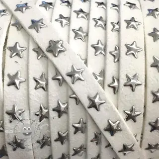 Cordoncino in tessuto scamosciato con stelle white