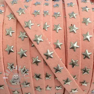 Cordoncino in tessuto scamosciato con stelle rose