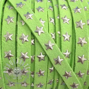 Cordoncino in tessuto scamosciato con stelle lime