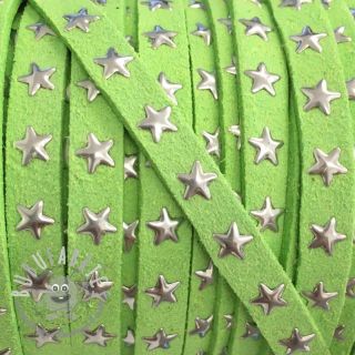 Cordoncino in tessuto scamosciato con stelle lime