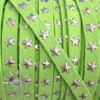 Cordoncino in tessuto scamosciato con stelle lime