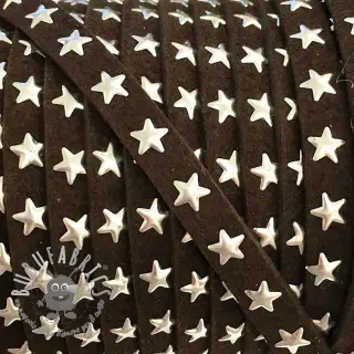 Cordoncino in tessuto scamosciato con stelle choco