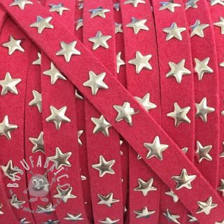 Cordoncino in tessuto scamosciato con stelle fuchsia