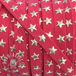 Cordoncino in tessuto scamosciato con stelle fuchsia