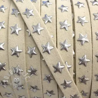 Cordoncino in tessuto scamosciato con stelle ecru