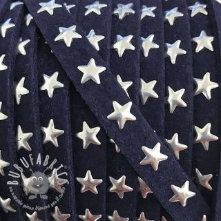 Cordoncino in tessuto scamosciato con stelle dark blue