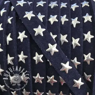 Cordoncino in tessuto scamosciato con stelle dark blue