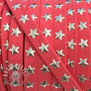Cordoncino in tessuto scamosciato con stelle coral