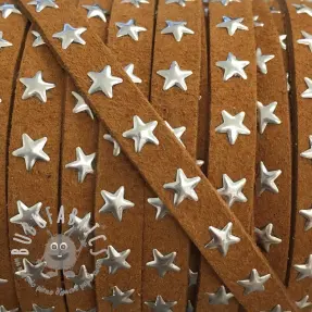 Cordoncino in tessuto scamosciato con stelle camel