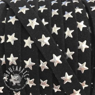 Cordoncino in tessuto scamosciato con stelle black