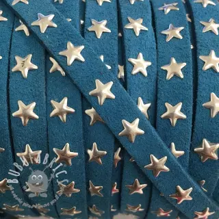 Cordoncino in tessuto scamosciato con stelle aqua