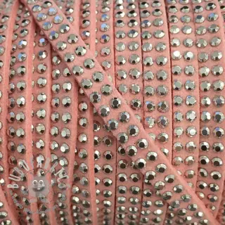 Cordoncino in tessuto scamosciato con pietre rose