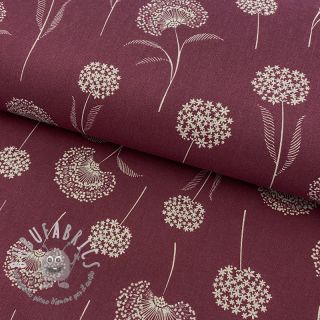 Tessuto decorativo Linenlook Elegant dandelion bordeaux