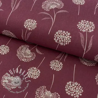 Tessuto decorativo Linenlook Elegant dandelion bordeaux