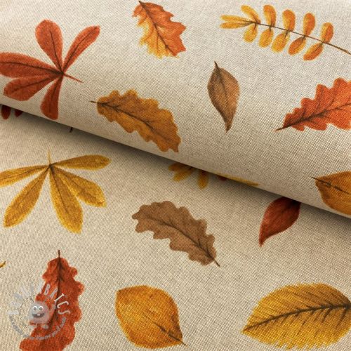 Tessuto decorativo Linenlook Watercolor falling leaves