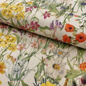 Tessuto decorativo Linenlook Wildflower sunny field digital print