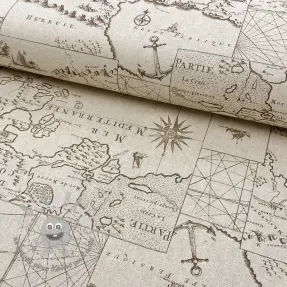 Tessuto decorativo Linenlook Map mediterranean sea