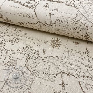 Tessuto decorativo Linenlook Map mediterranean sea