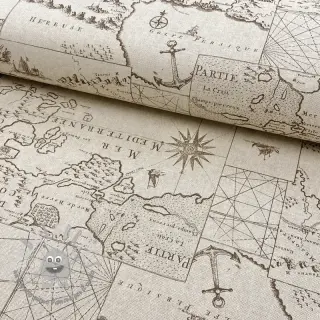 Tessuto decorativo Linenlook Map mediterranean sea