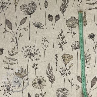 Tessuto decorativo Linenlook Handdrawn flowers