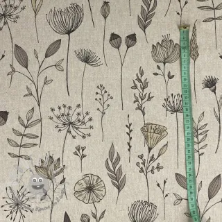Tessuto decorativo Linenlook Handdrawn flowers
