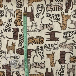 Tessuto decorativo Linenlook Cat wildlife art