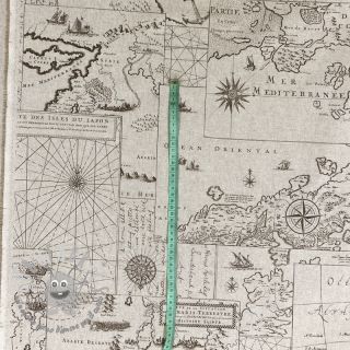Tessuto decorativo Linenlook Map mediterranean sea