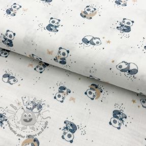 Mussola/Doppia garza Panda white digital print
