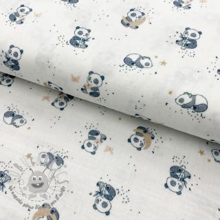 Mussola/Doppia garza Panda white digital print
