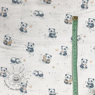 Mussola/Doppia garza Panda white digital print