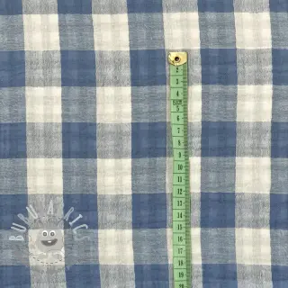 Mussola/Doppia garza Double sided CHECKS MINI indigo
