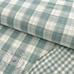 Mussola/Doppia garza Double sided CHECKS MINI green