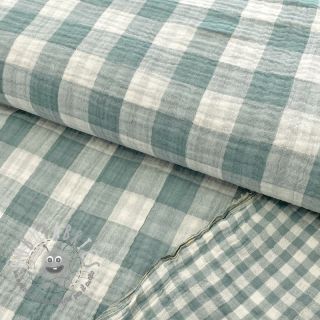 Mussola/Doppia garza Double sided CHECKS MINI green