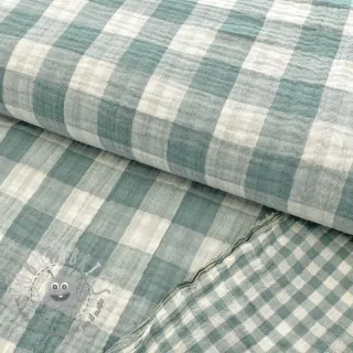 Mussola/Doppia garza Double sided CHECKS MINI green