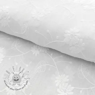 Mussola/Doppia garza EMBROIDERED Leaf white 2nd class