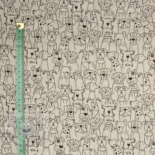 Tessuto decorativo Linenlook Dog cartoon line