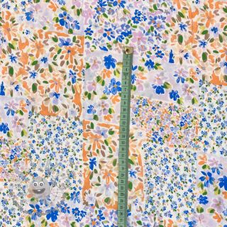 Viscosa RADIANCE Patchwork flowers indigo digital print
