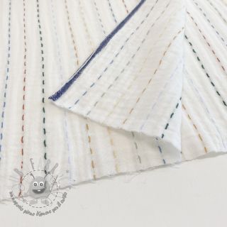 Mussola/Doppia garza Embroidery stripes white