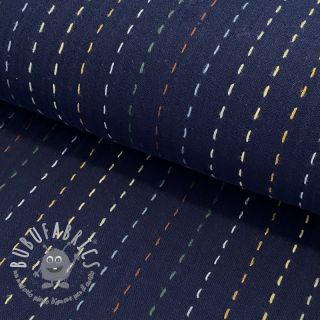 Mussola/Doppia garza Embroidery stripes dark blue