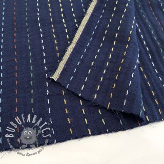 Mussola/Doppia garza Embroidery stripes dark blue
