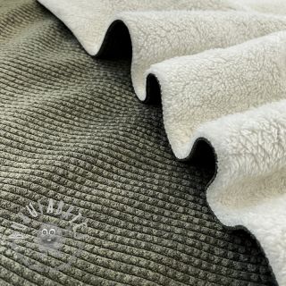 Velluto a coste FAUX FUR moss green