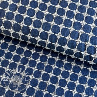 Tessuto di cotone JEANS Circles dark blue